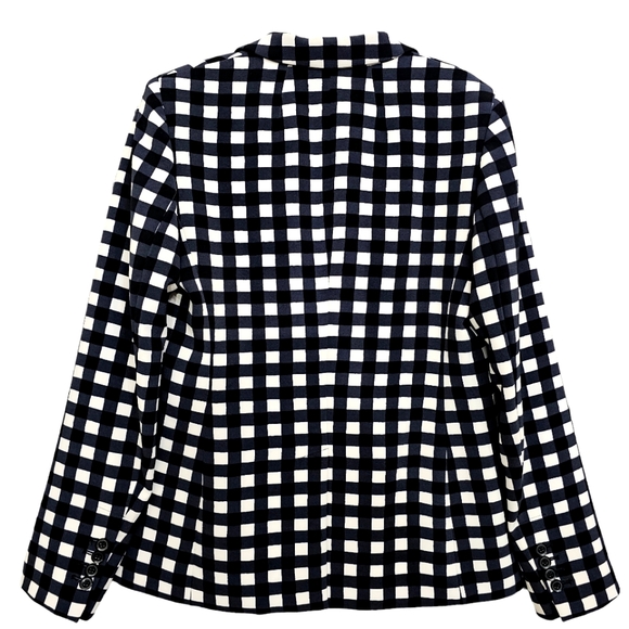 Nwot Banana Republic Dark Navy Black/White Gingham Collared Blazer - Picture 5 of 17